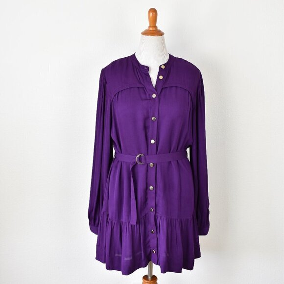 Karina Grimaldi Dresses & Skirts - Karina Grimaldi Violet Button Front Dress - L